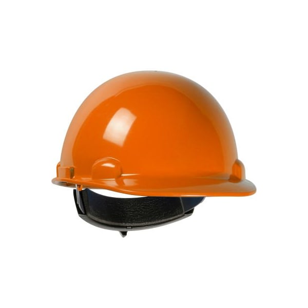 Dynamic Dom Cap Style Dome Hard Hat HDPE Shell, 4-PT Suspension, Rachet Adjustment, Orange